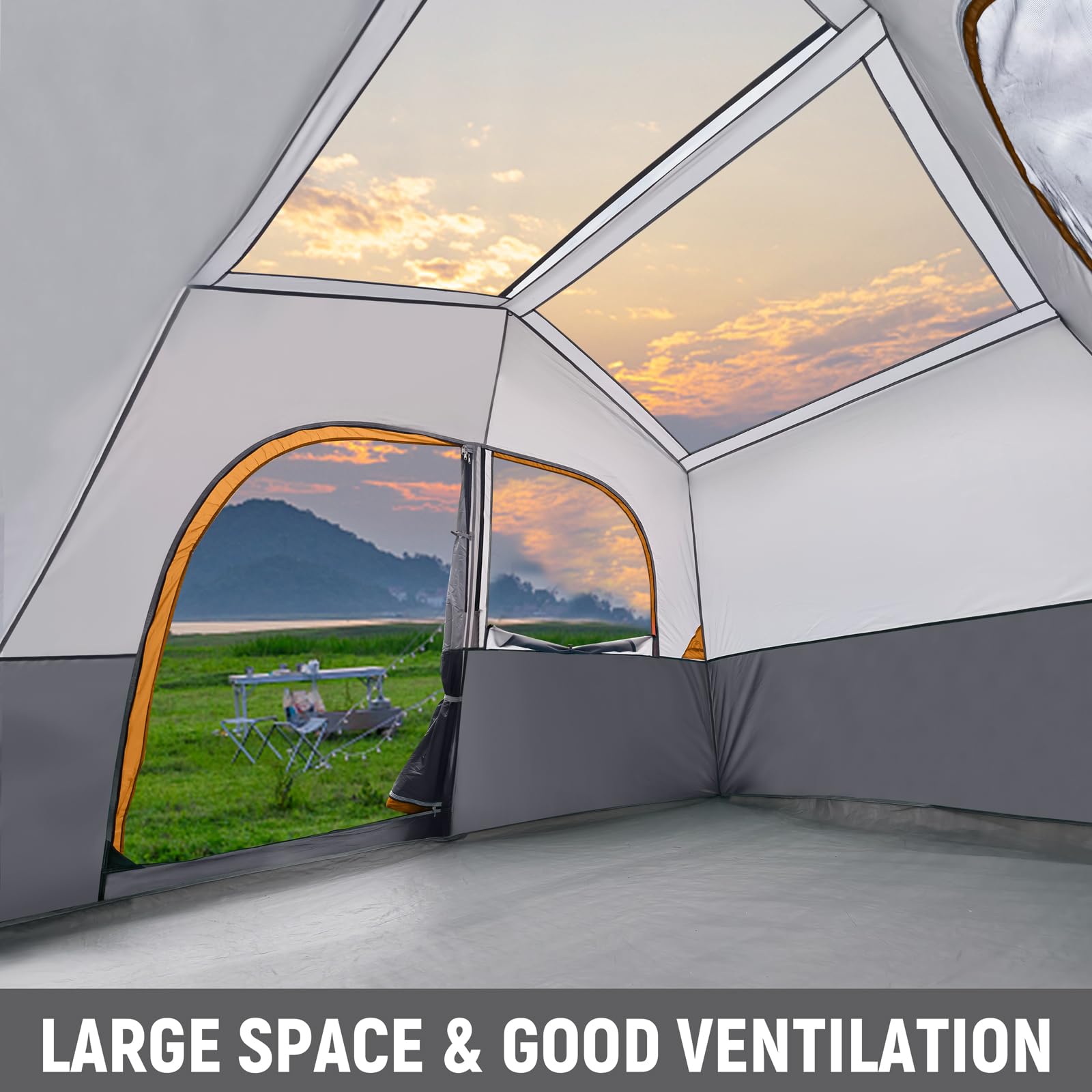 HG Hikergarden 6P tent ventilation-mesh-windows provide fresh air and cooling