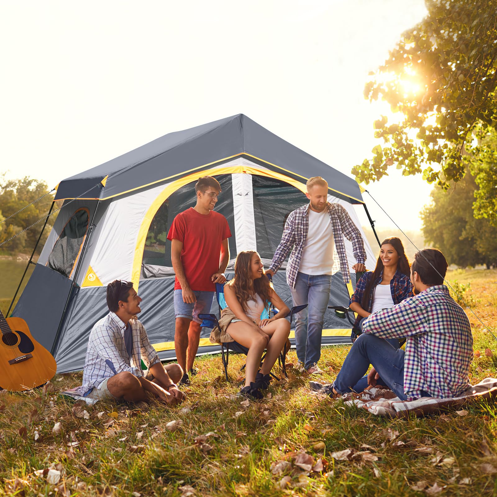 HG HIKERGARDEN 8-person tent easy setup with carry bag.