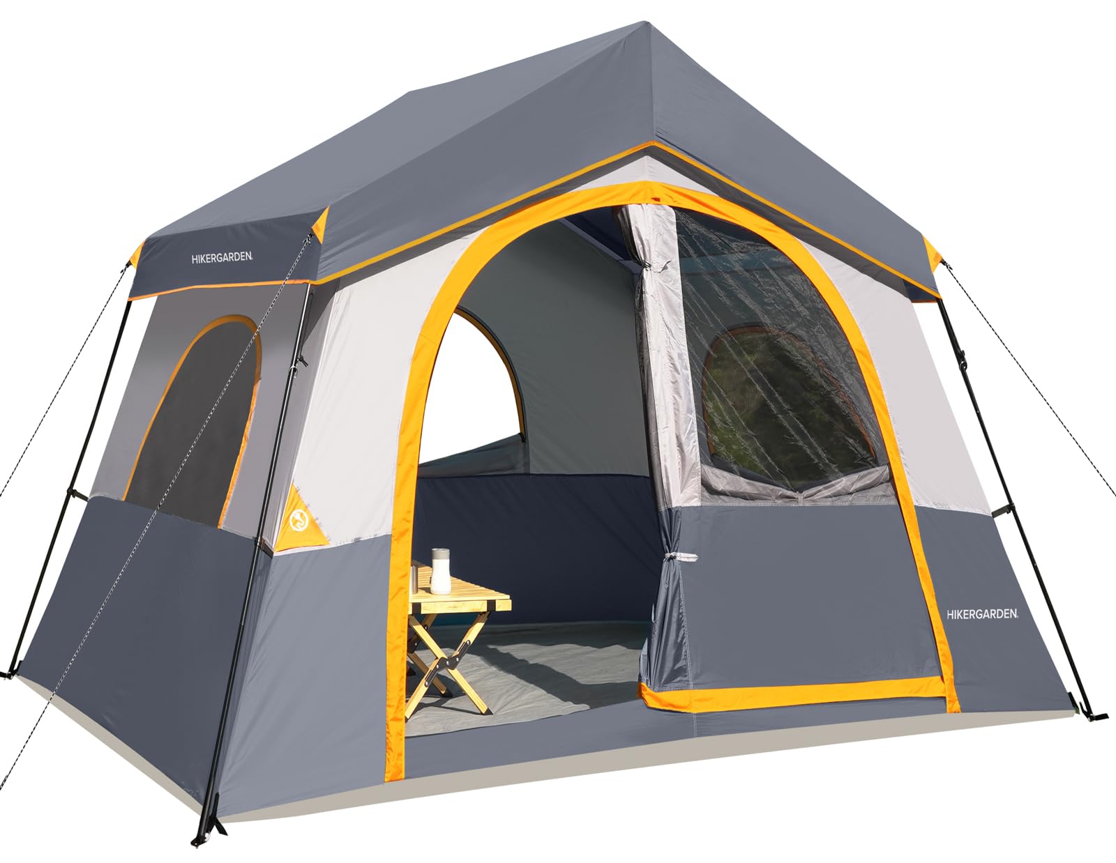 HG HIKERGARDEN 8-person tent exterior front view for family camping shelter.