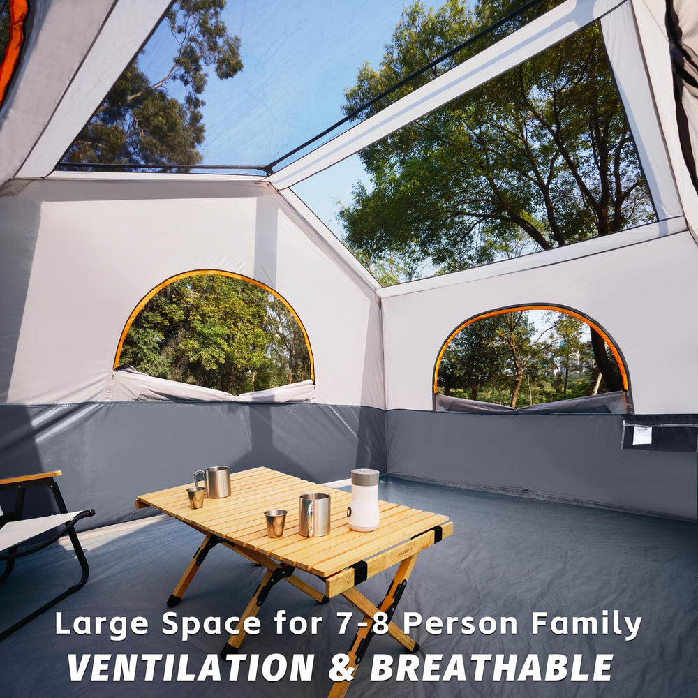 HG HIKERGARDEN 8-person tent windproof frame against gusts.