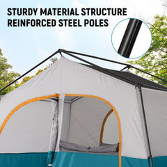 HG Hikergarden 8p tent waterproof fabric withstands rain and keeps gear dry
