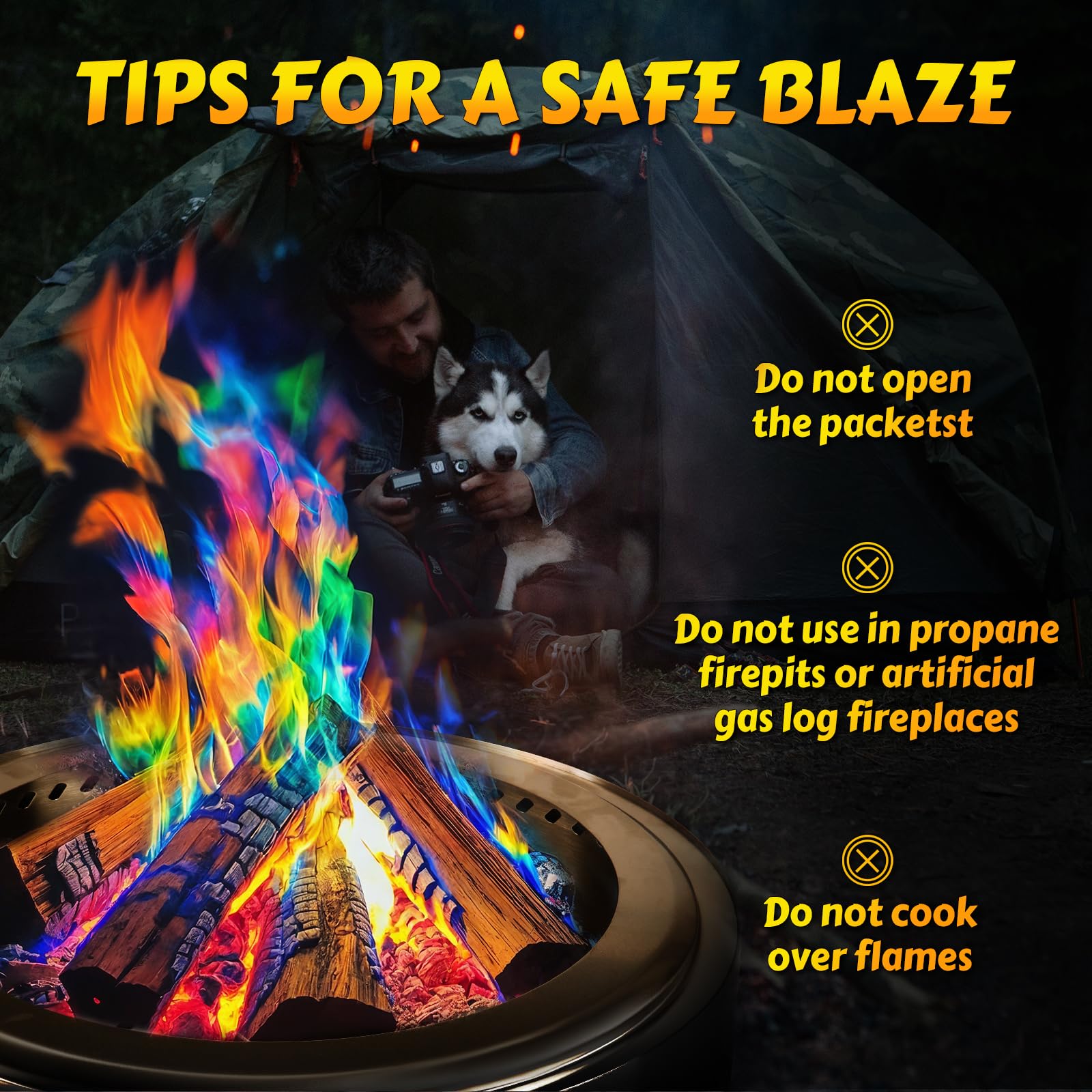 HGD indoor fire pit packets cast vivid colors for cozy nights.