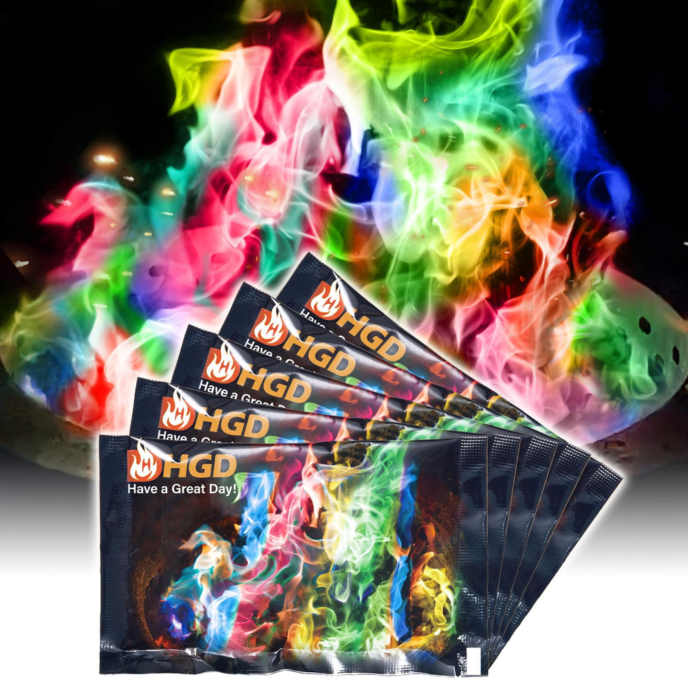 HGD magic campfire packets pour create colorful flames for outdoor gatherings.