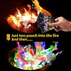 HGD outdoor fire pit packets spark colorful flames during camping.