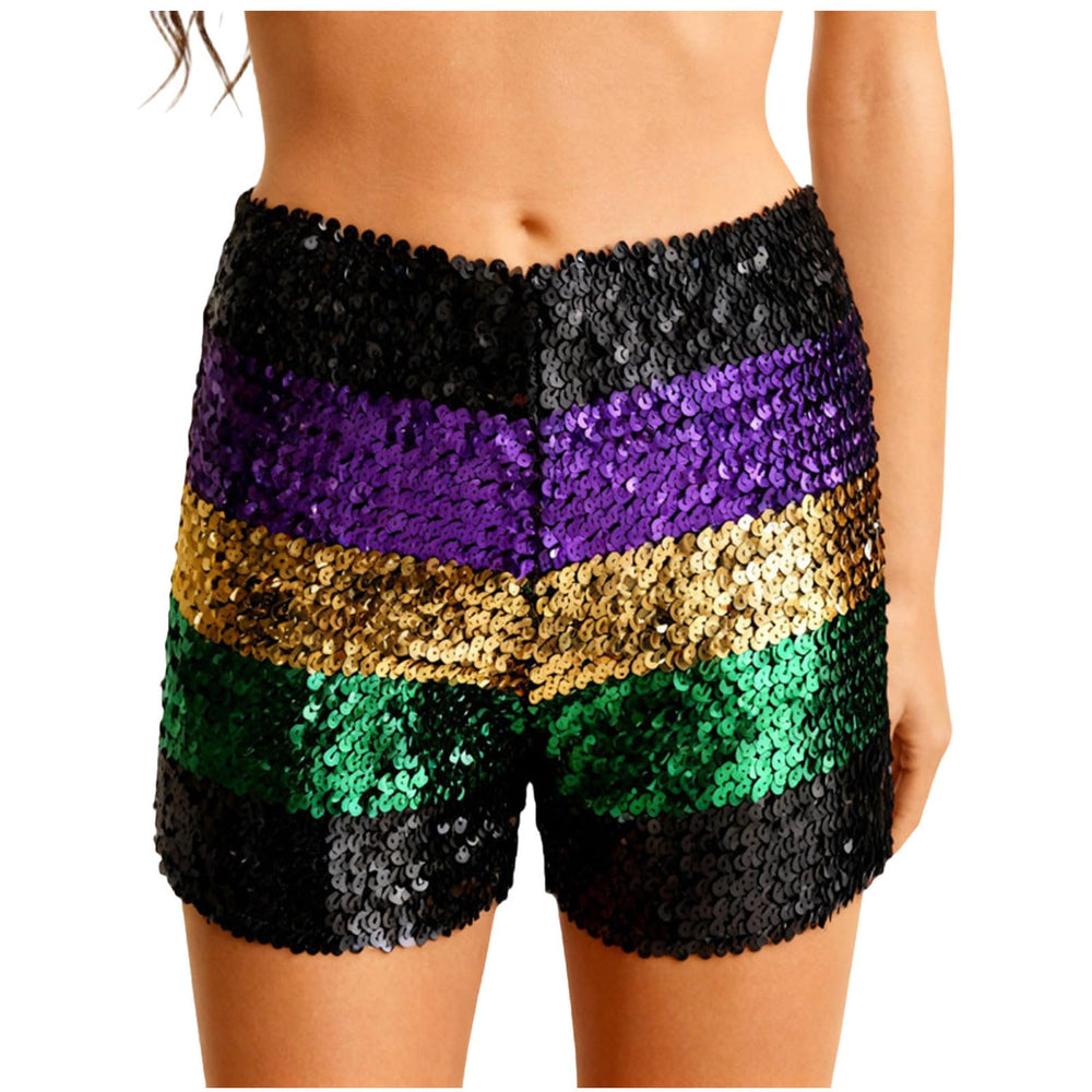 HGps8w sequins carnival shorts color block design for party nights
