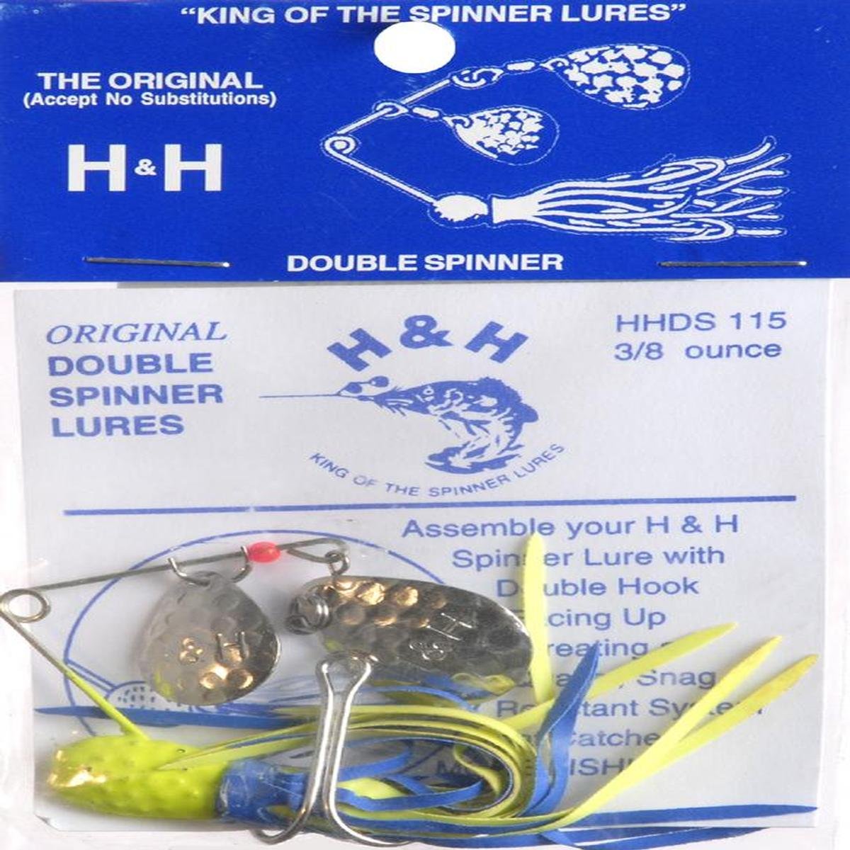 HH Lure Double Spinner Blue demonstrates action for smooth retrieves