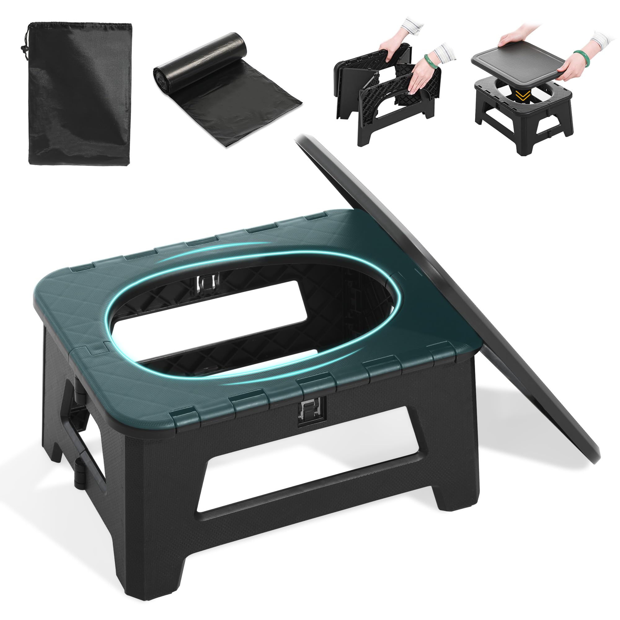HHuanwfer portable toilet collapsible in-car setup for emergencies during road trips