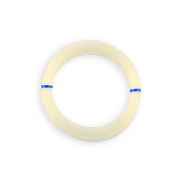 Hi-Seas fluorocarbon leader closeup demonstrates abrasion resistance for braid setups.