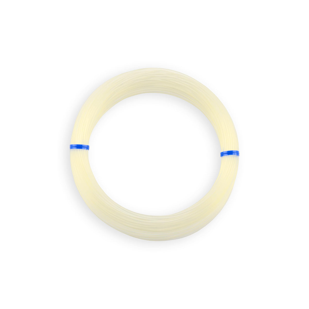 Hi-Seas fluorocarbon leader closeup demonstrates abrasion resistance for braid setups.