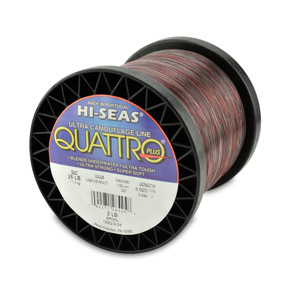 Hi-Seas Quattro spool showing 25lb line ideal for tough saltwater fishing.