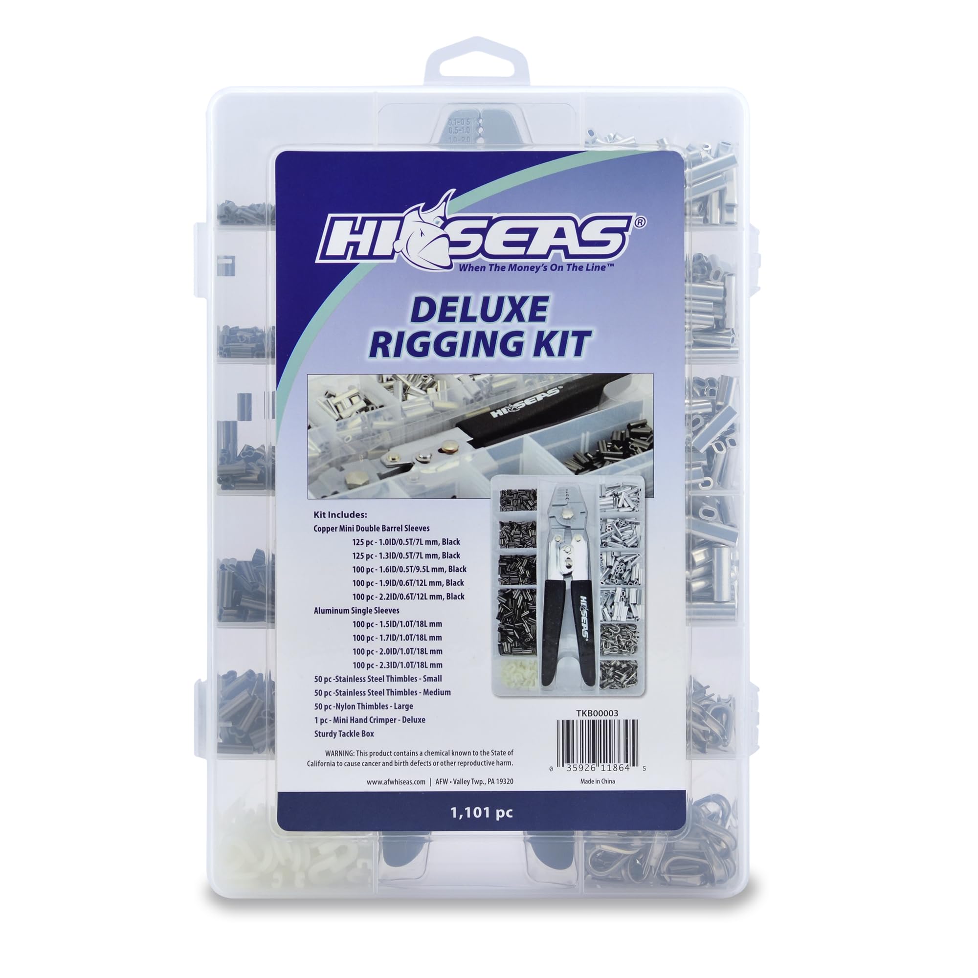 Aluminum single sleeves (400-piece) included in HI-SEAS rigging kit