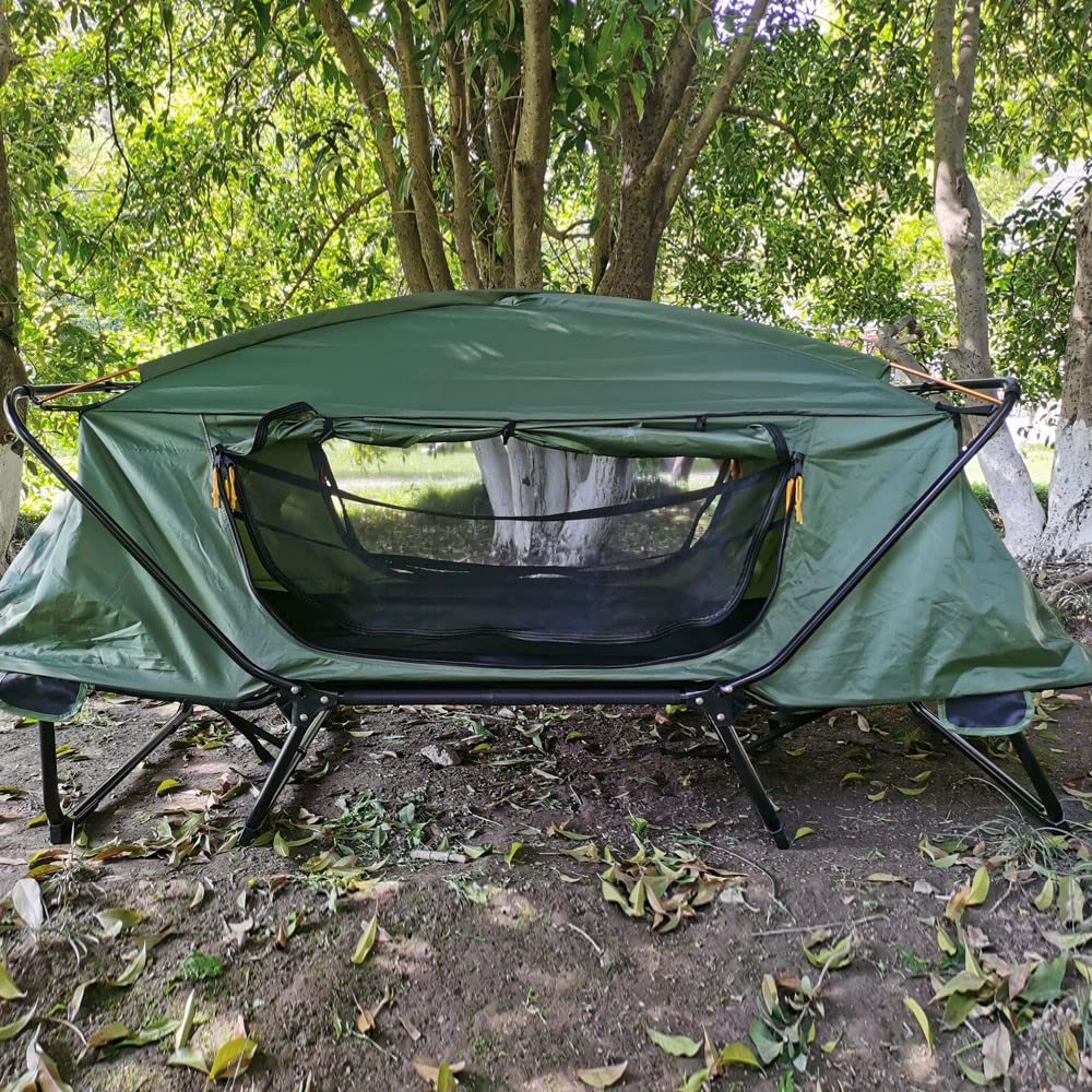 HI SUYI tent cot double-layer mesh windows improve airflow and block mosquitoes.