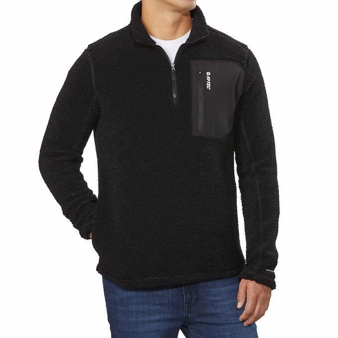 HI-TEC men’s thermo fleece quarter-zip pullover black back view, versatile layering option.