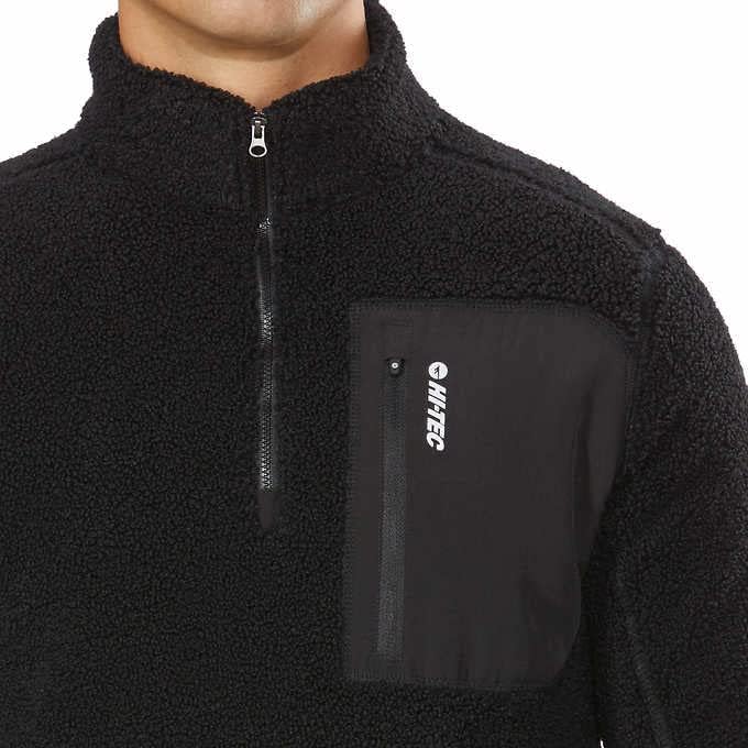 HI-TEC men’s thermo fleece quarter-zip pullover black side view, easy-on-easy-off for everyday use.