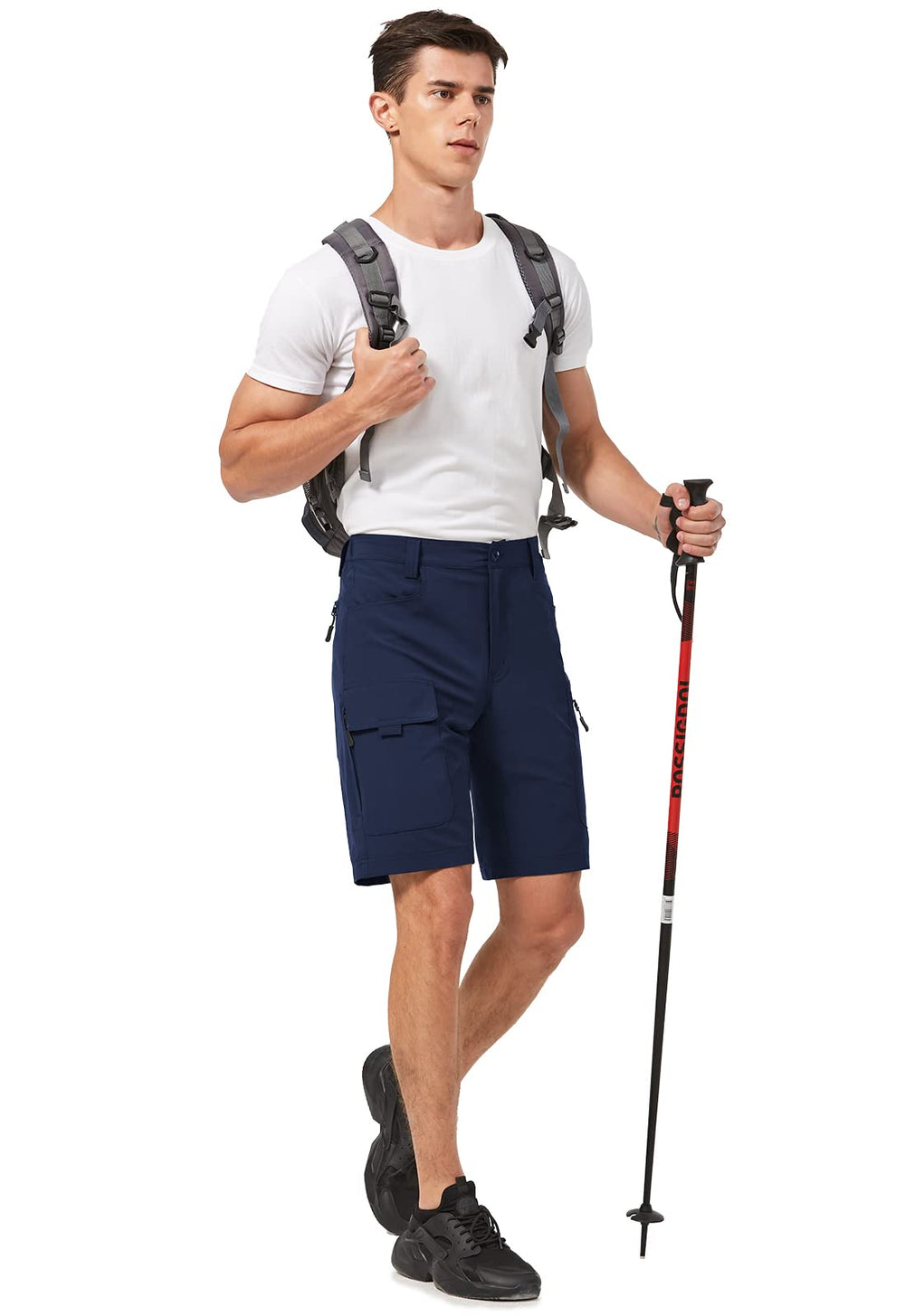 Hiauspor 10-inch inseam navy shorts suited for mobility during hiking or fishing