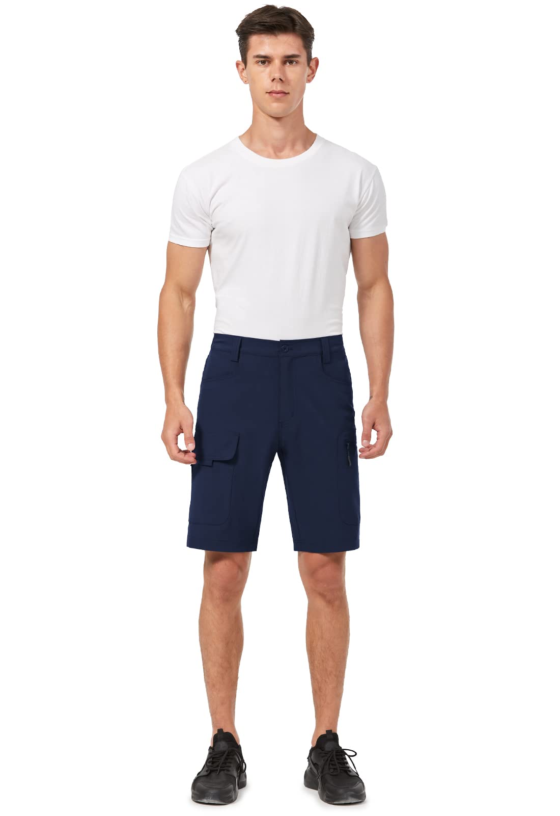Hiauspor rugged stitching on navy 46 shorts for durability during trail wear.