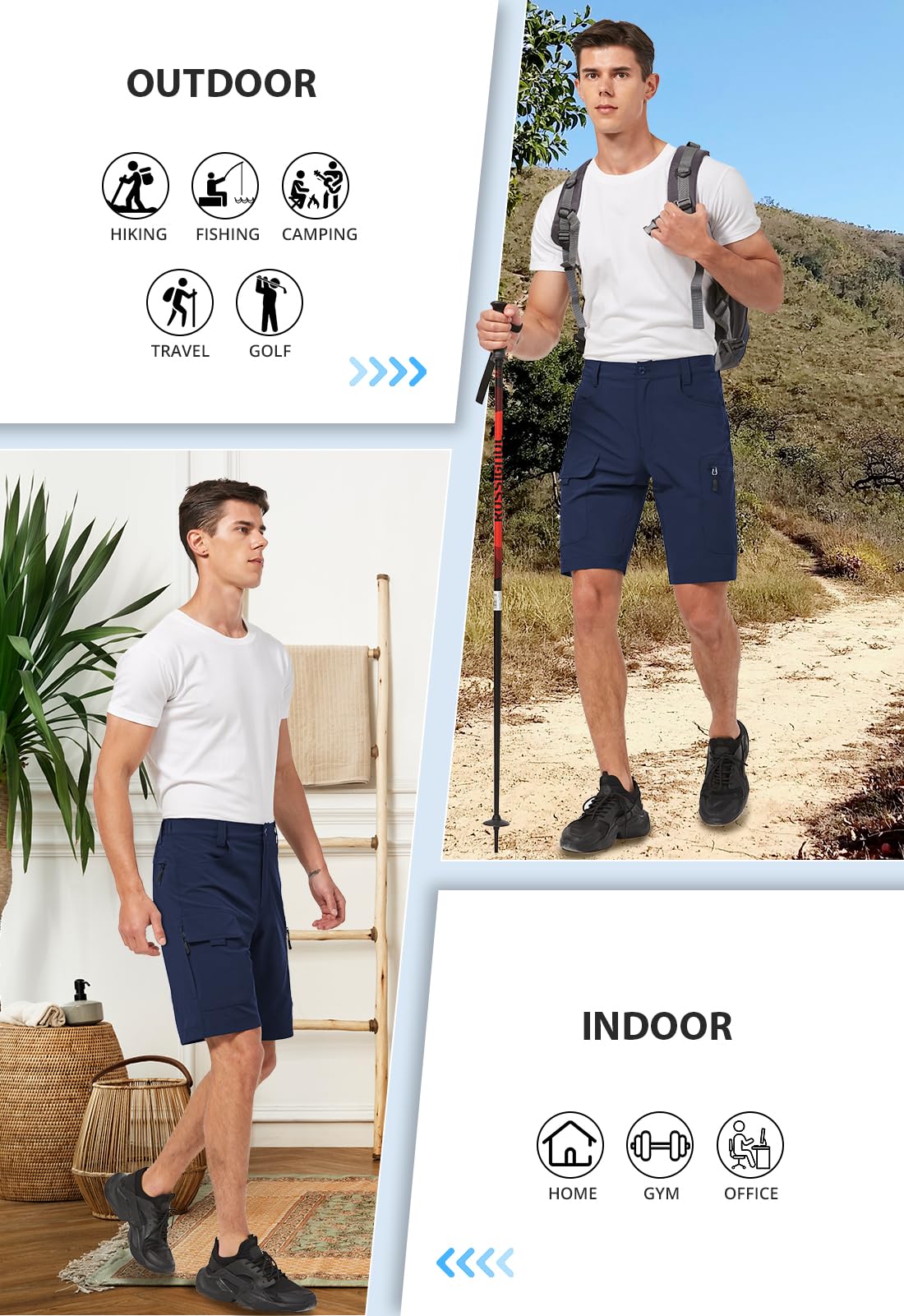 Hiauspor quick-dry fabric closeup in navy shorts ideal for rapid sweat evaporation