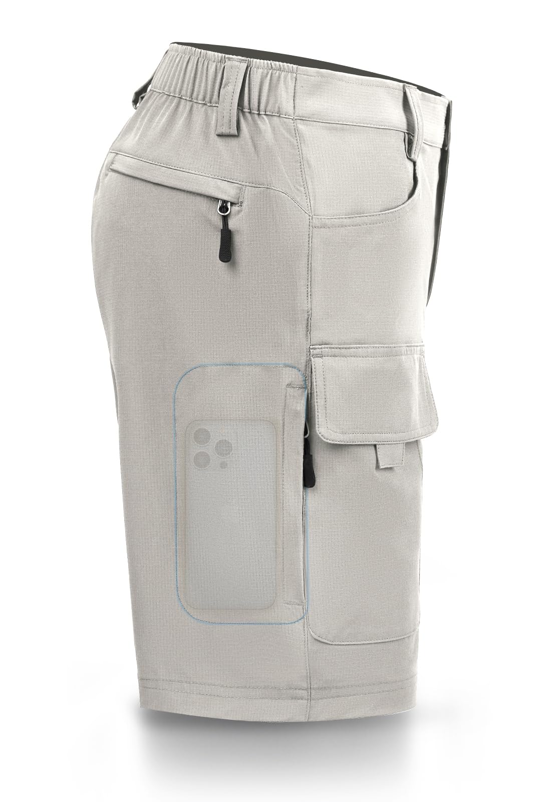 Hiauspor men's hiking cargo shorts in light grey with quick-dry fabric for active days.