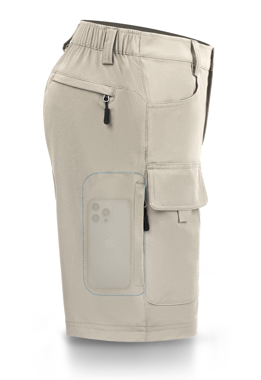 Hiauspor men's hiking shorts 9-inch front view showing lightweight fabric for all-day comfort