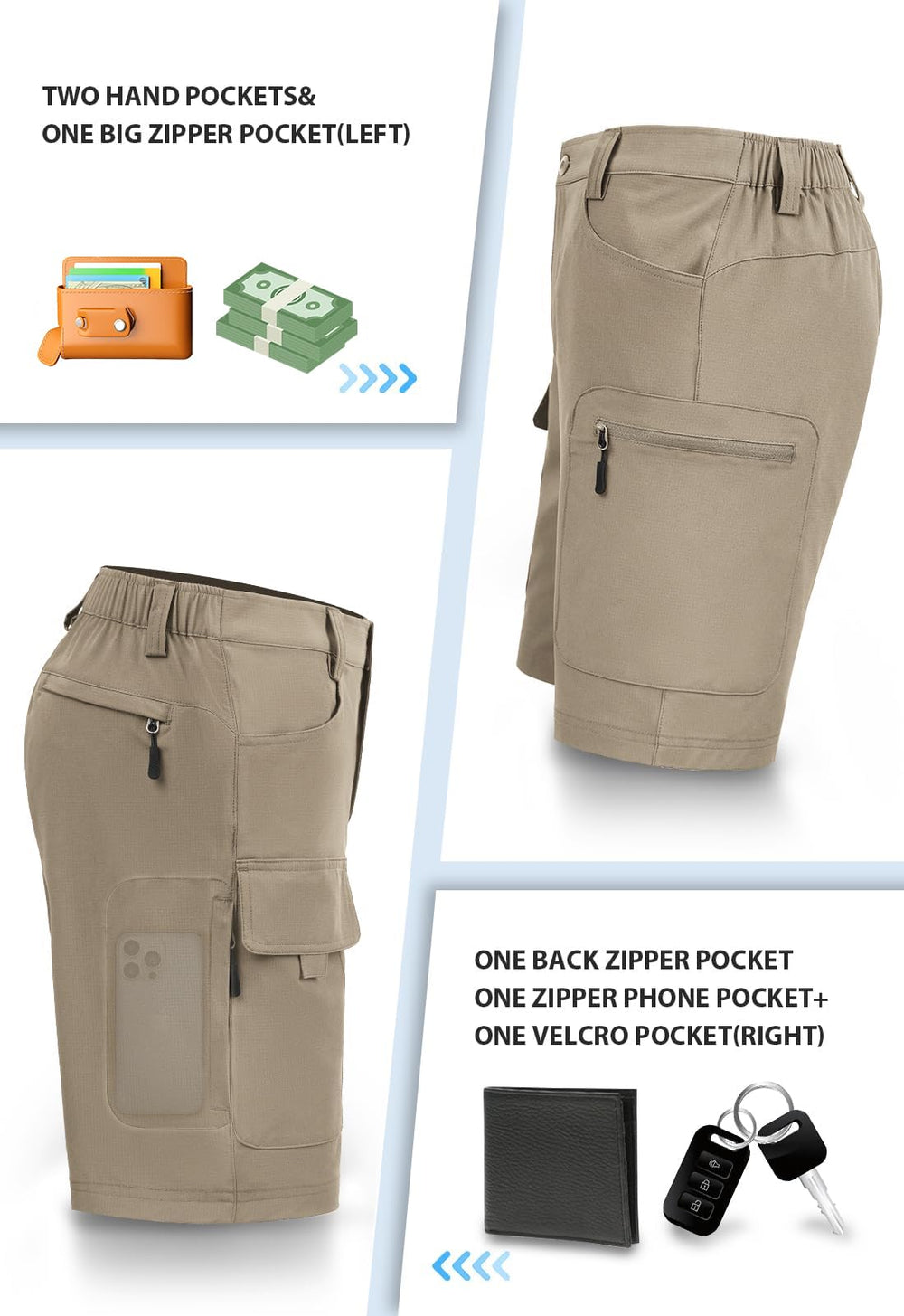 Hiauspor camel waistband view illustrates adjustable fit with secure closure