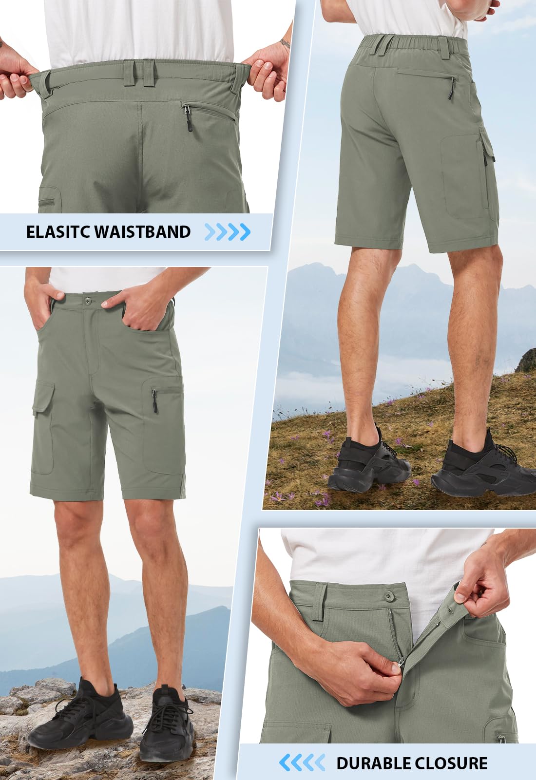 Hiauspor shorts six-pocket design for secure essentials during activity.