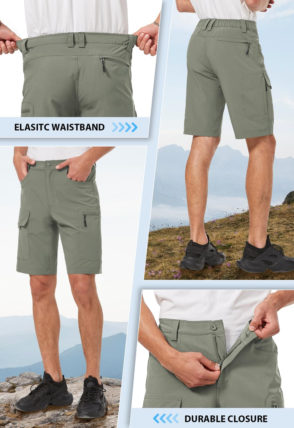 Hiauspor shorts six-pocket design for secure essentials during activity.