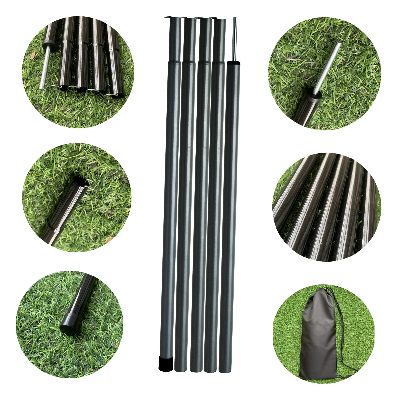 Hibinew poles include pegs and reflective ropes for safe nighttime setup.