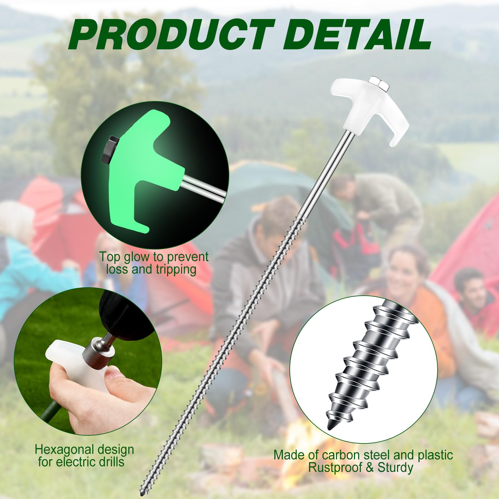 Hicarer inflatable stake shown ready for dirt and outdoor setup