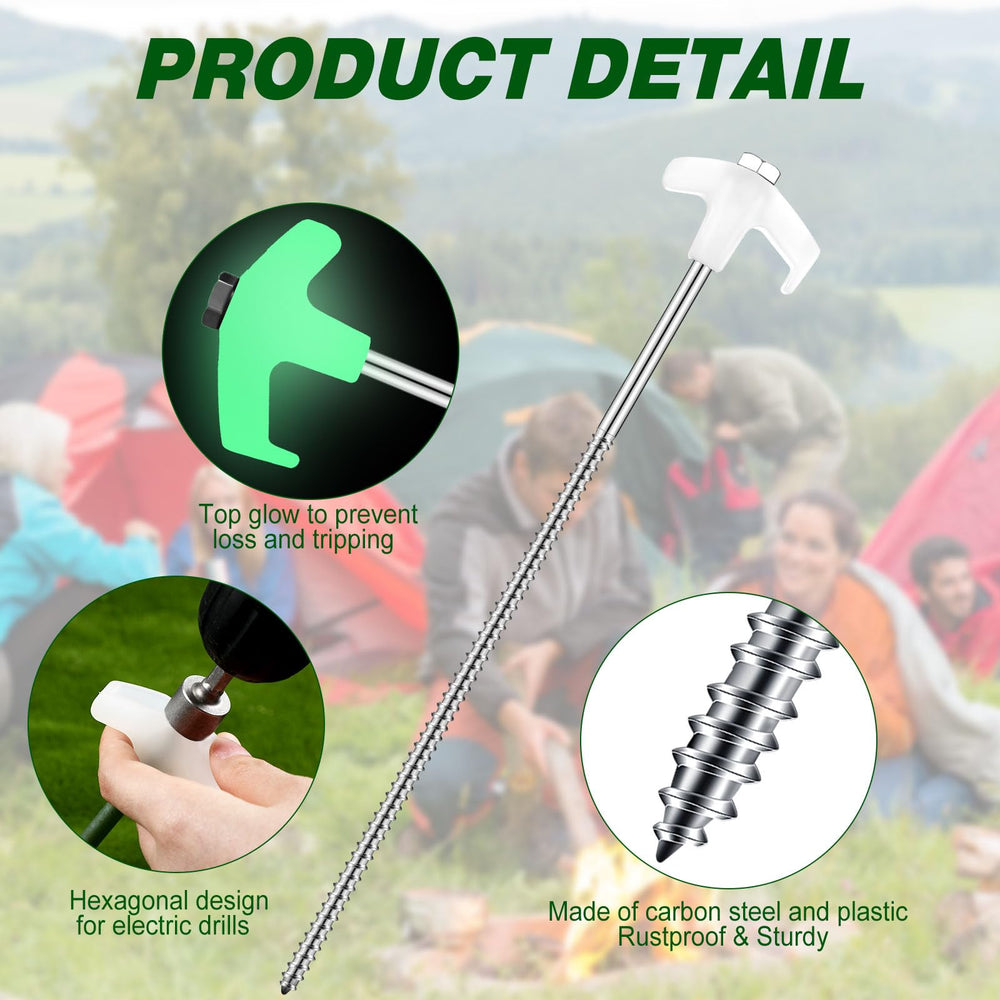 Hicarer inflatable stake shown ready for dirt and outdoor setup