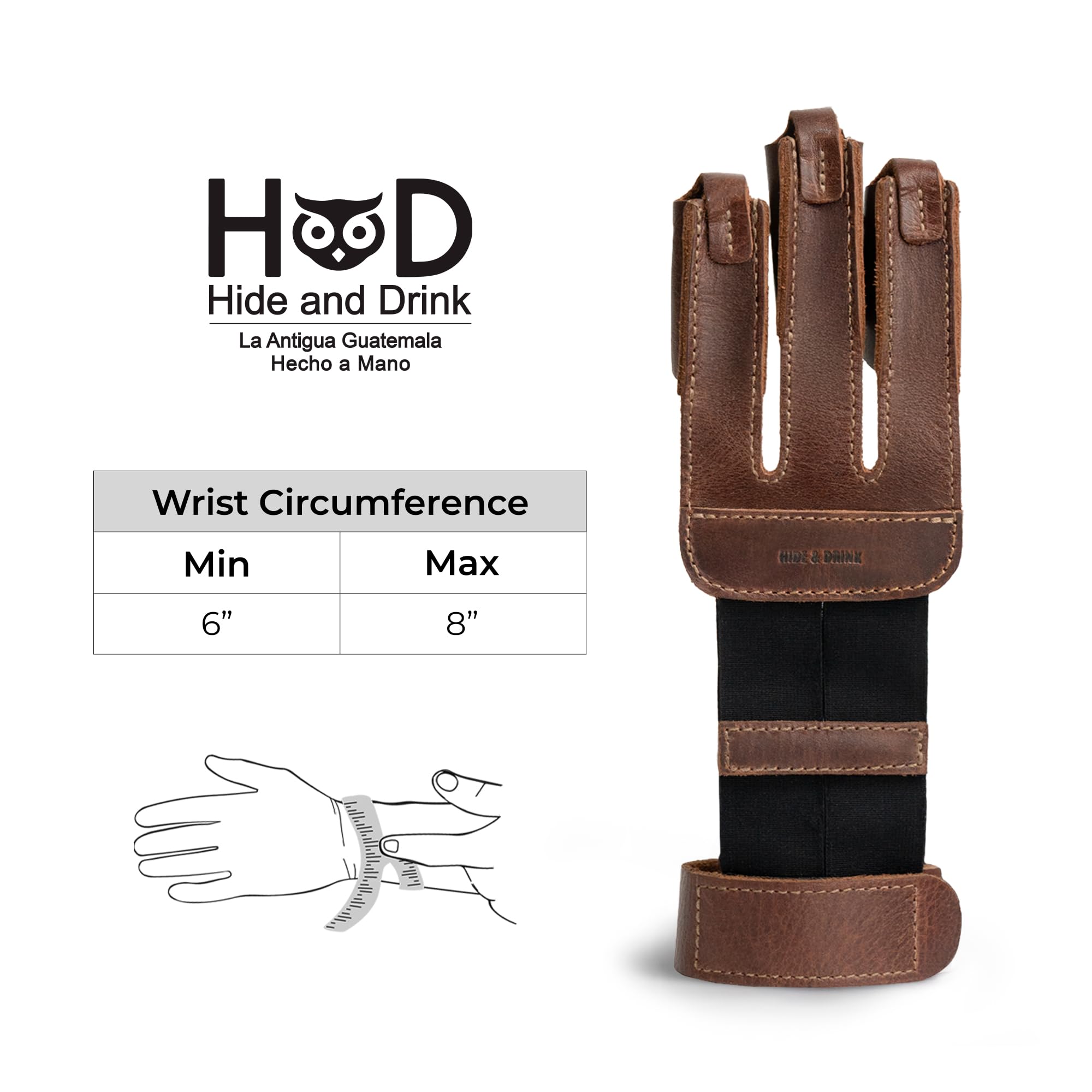 Hide & Drink bourbon brown glove protecting fingers during practice sessions.