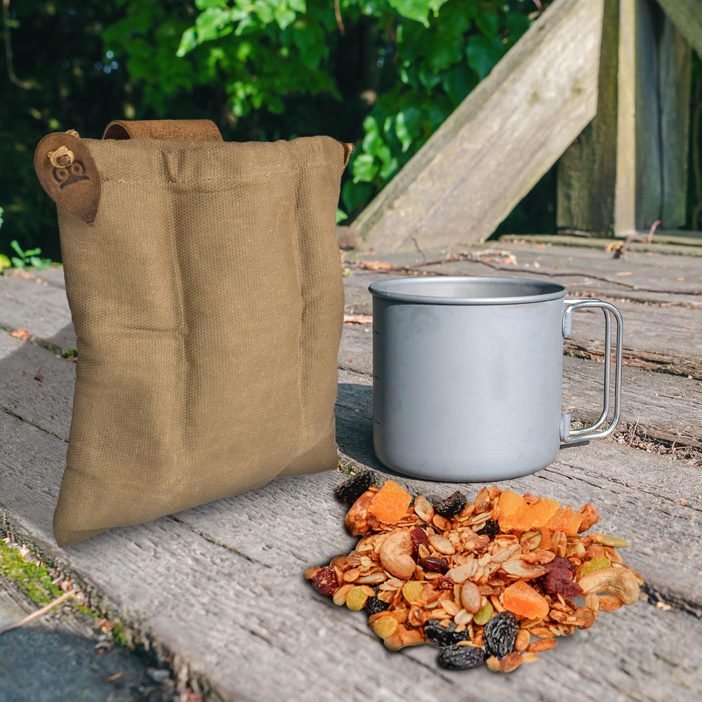 Hide & Drink foraging pouch collapsible-folded design fits pockets for compact carry on trails.
