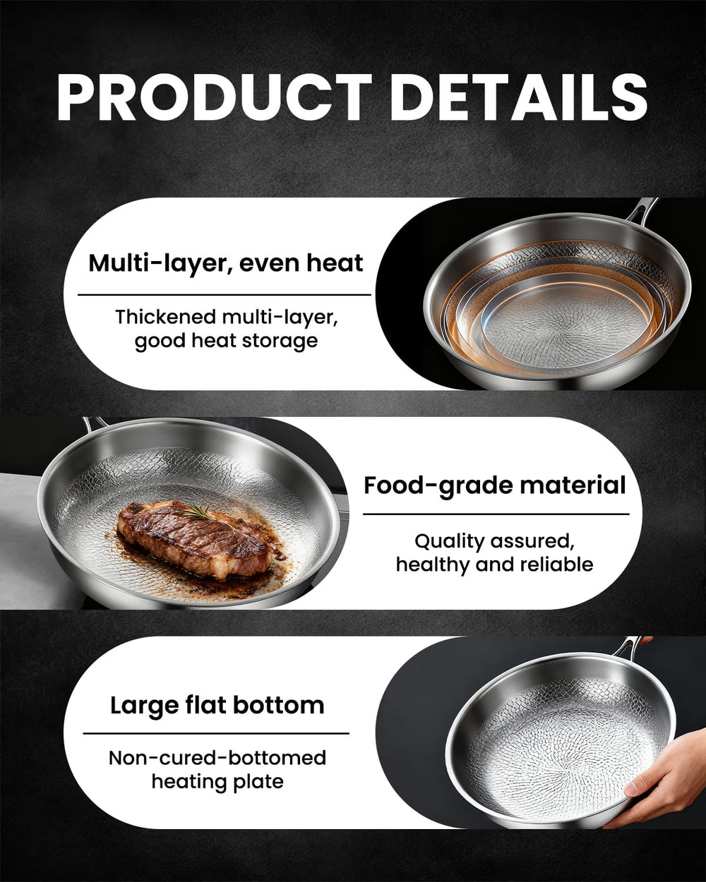 hideno titanium pan lightweight design offers easy handling during cooking