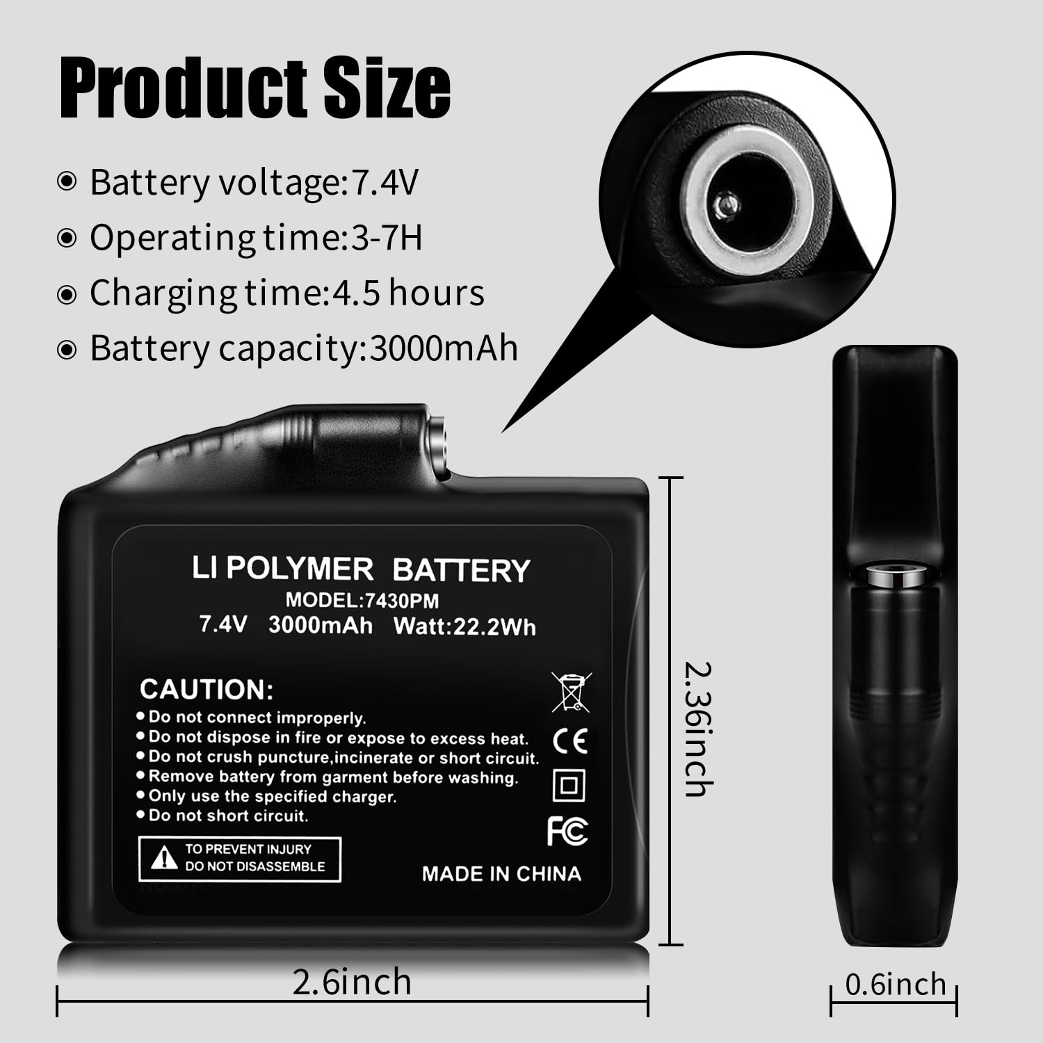 HIFIDECKY 3500mAh Li-Polymer battery detail for extended warmth