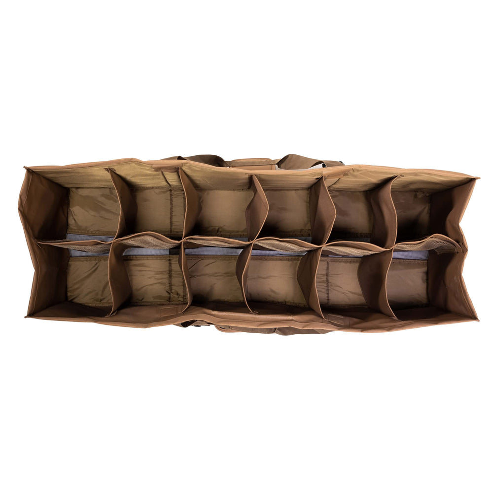Higdon Outdoors 12-slot bag open with compartments visible for quick access