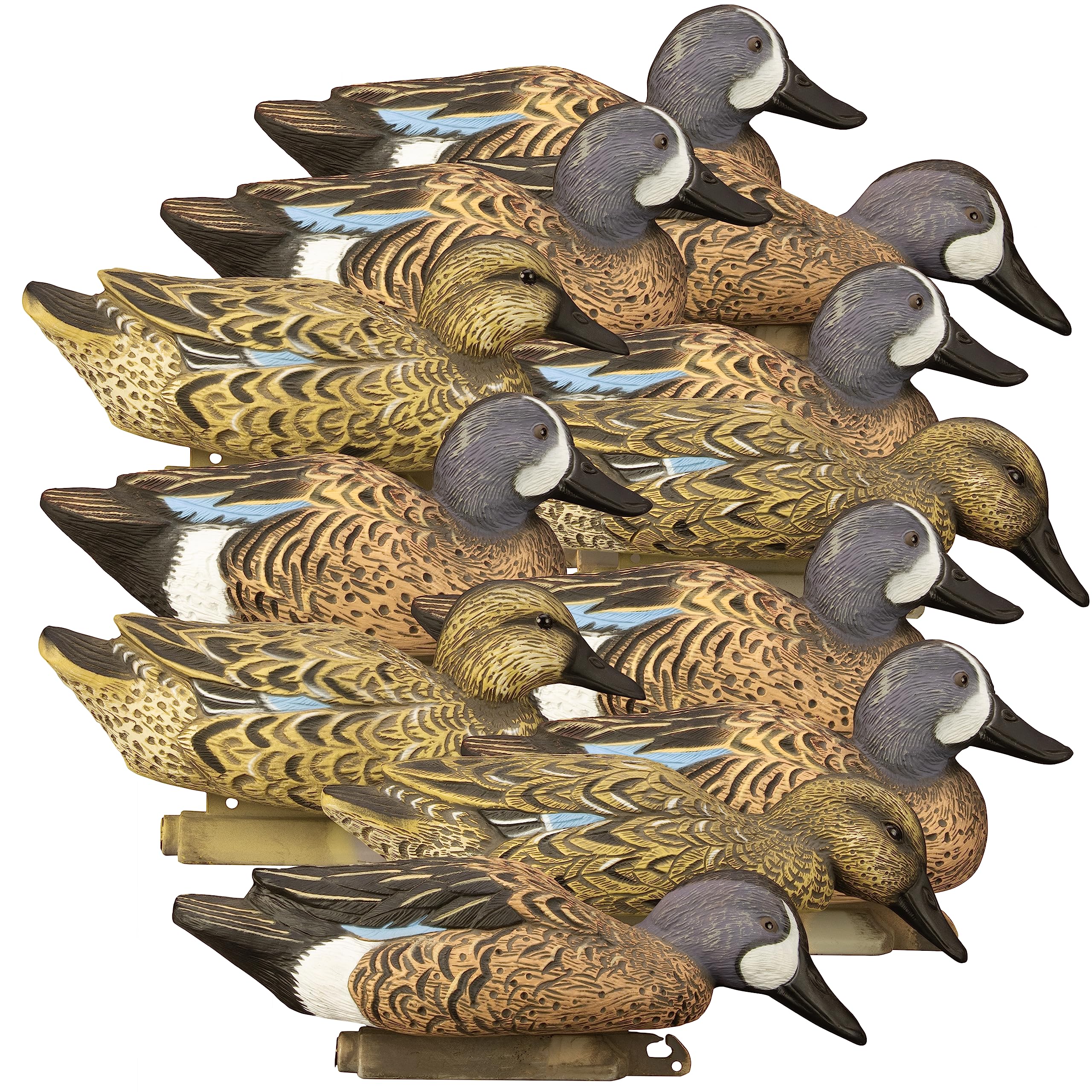 Higdon Outdoors Blue Wing Teal Decoy close-up with deep feather carvings for realism.