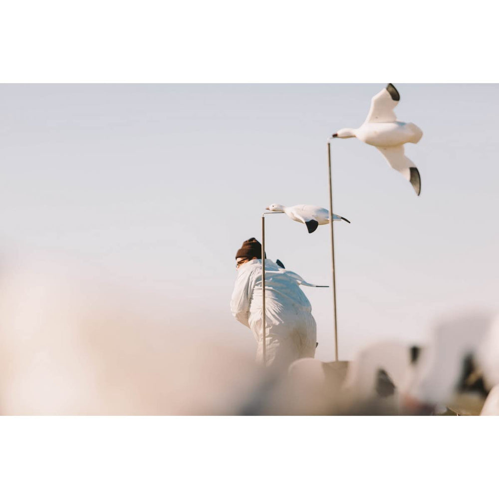 Higdon Outdoors Feather Flyers snow goose decoy, forms inviting flock lines for decoy spreads.