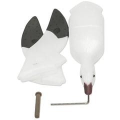 Higdon Outdoors Feather Flyers snow goose decoy, side view, wind-driven movement for realism.