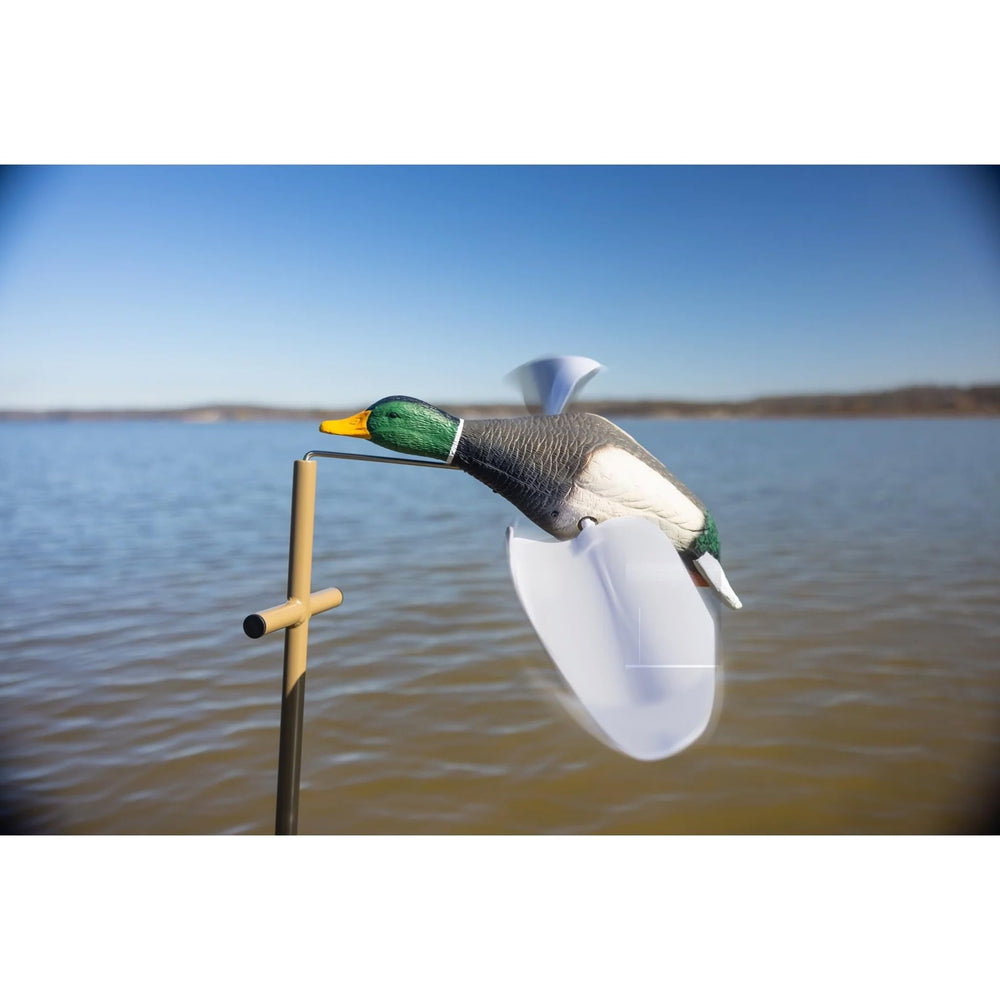 Articulating design creates whiffling motion resembling a finishing duck.