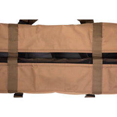 Higdon Outdoors brown duck decoy bag front pocket used for gear storage