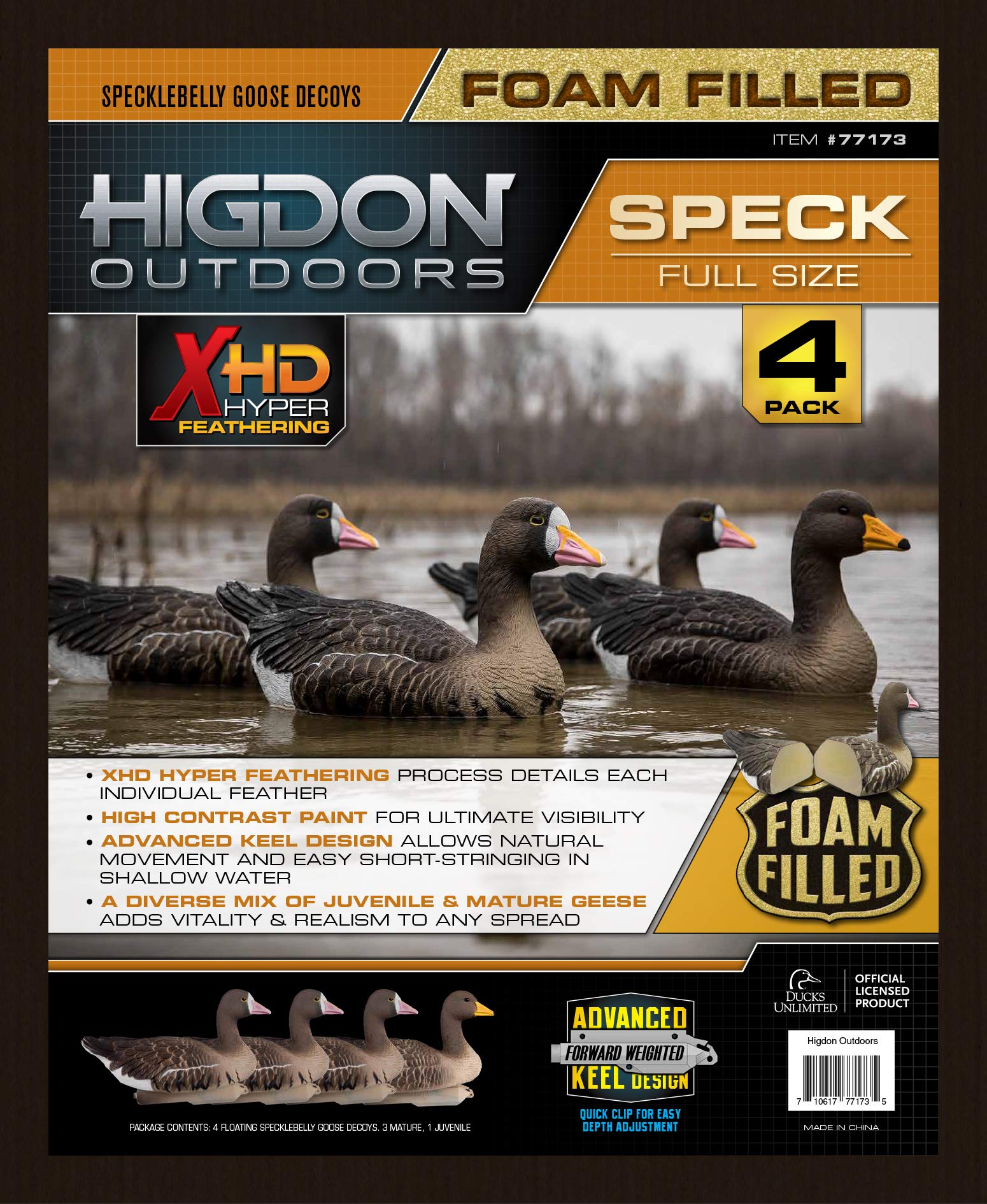 Higdon Outdoors goose floater silhouette on calm water for lifelike attraction.