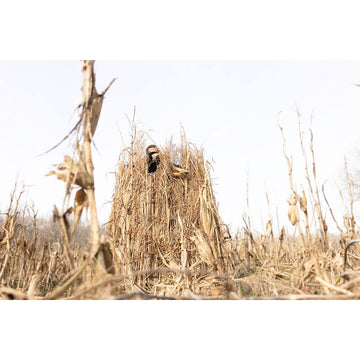 Higdon Outdoors H-Frame Panel Blind folded for compact transport at 19 pounds.