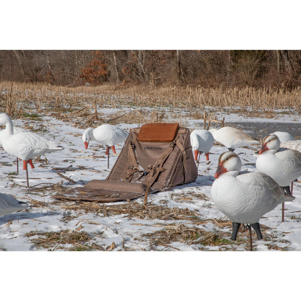 Higdon Hot Shot stubble straps allow adding vegetation for natural concealment.
