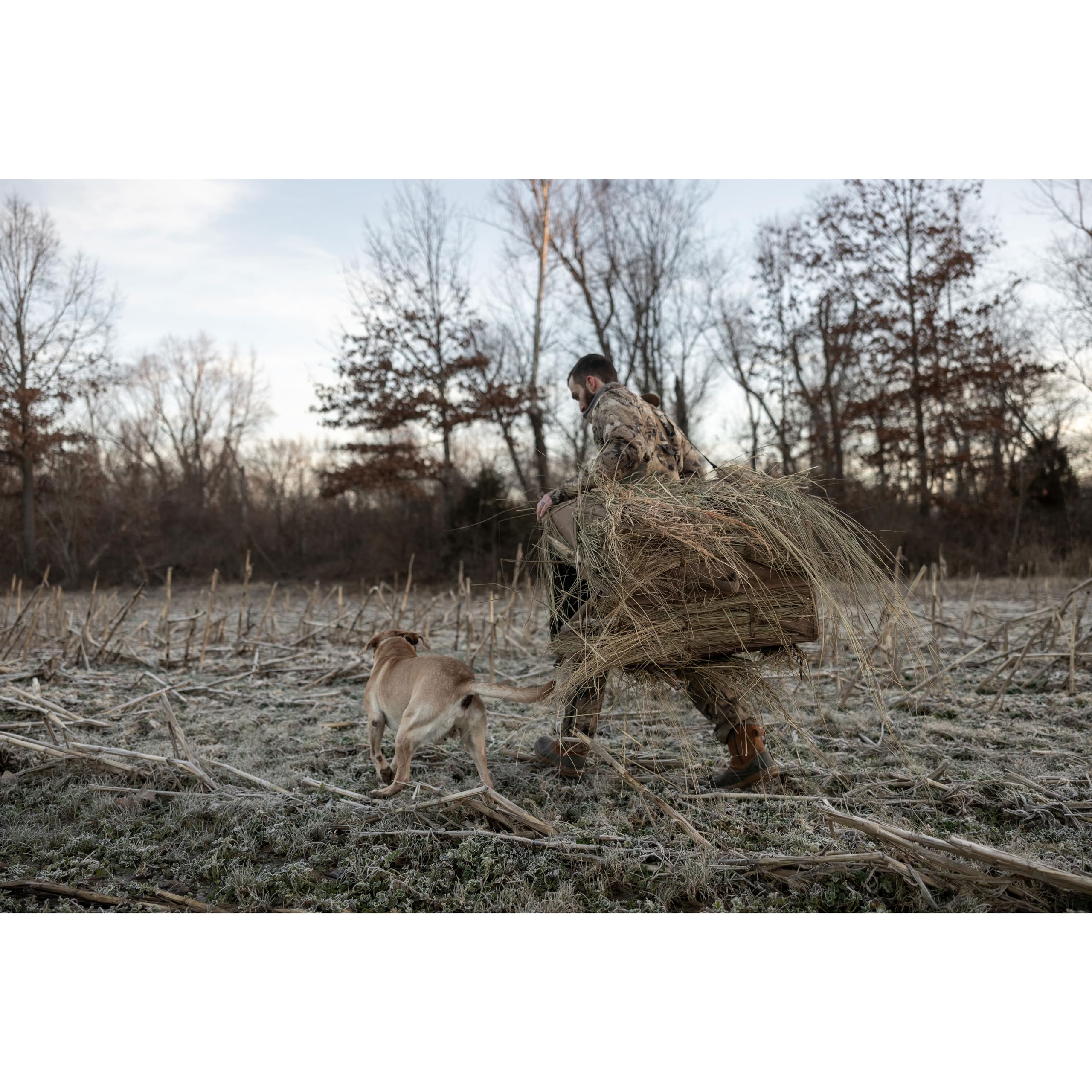 Higdon Outdoors Quick Draw Dog Blind demonstrates rapid deployment with pin-free design.