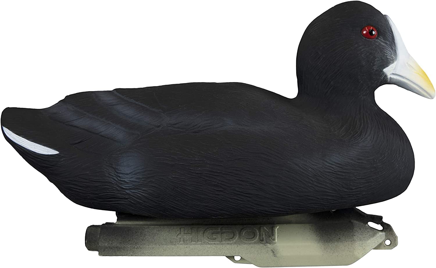 Higdon Outdoors Standard Coot Decoys on water show fringe placement for wary ducks.