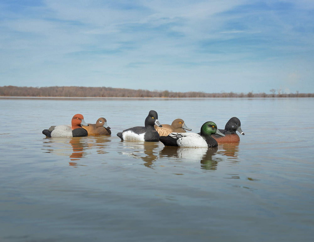 Higdon Outdoors decoy with detailed carving highlights UV paint for high visibility in daylight.