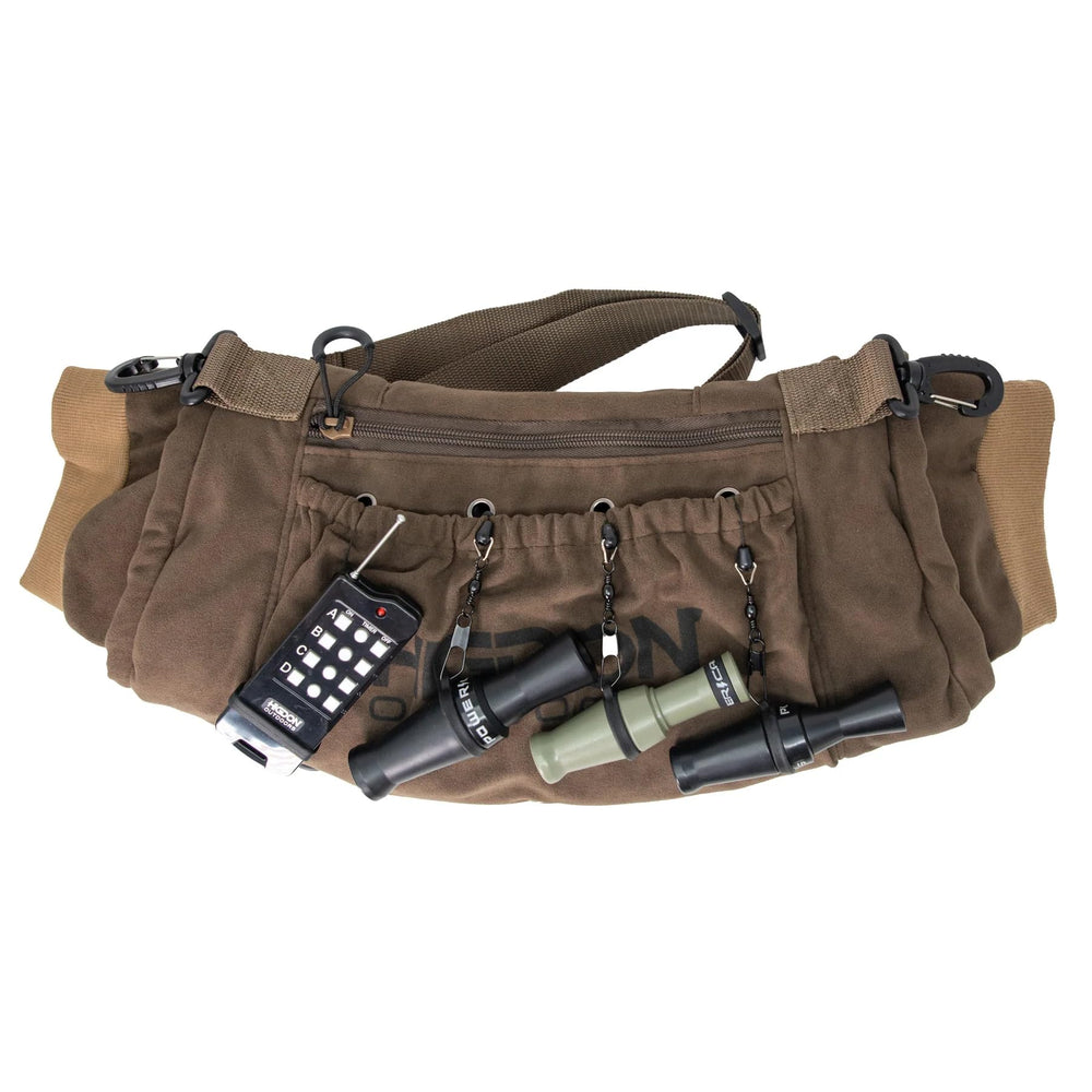 Higdon Outdoors Stuff Muff highlights zippered pockets for gear and calls on the move.