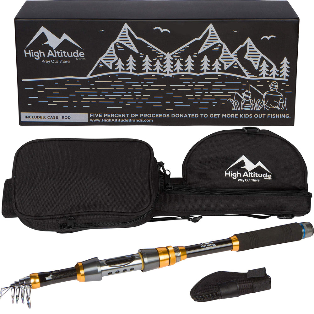 High Altitude 5.5ft telescopic fishing rod in black and gold