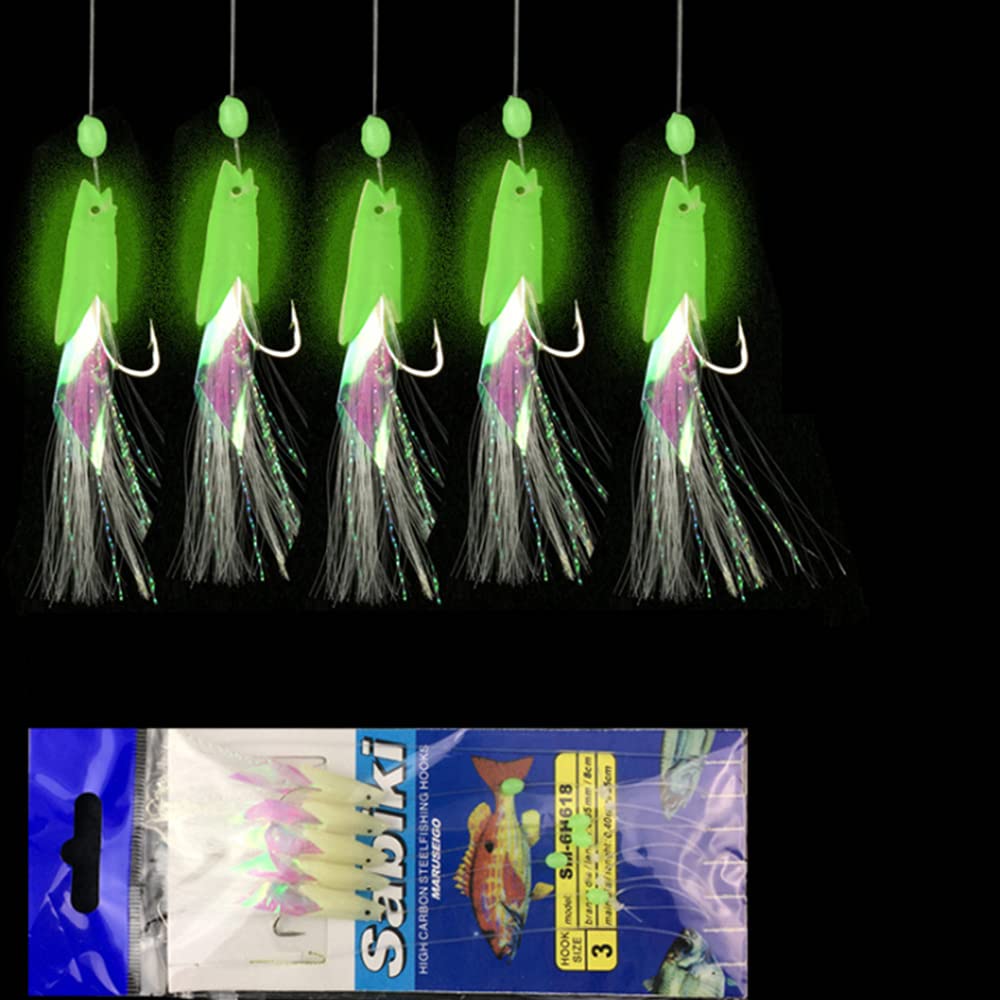 High carbon fishing hooks sizes 1-4 on sabiki rig