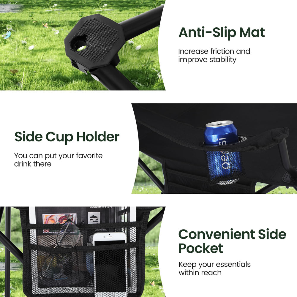 HIGH POINT SPORTS 250-lb capacity chair supports heavy outdoor use.