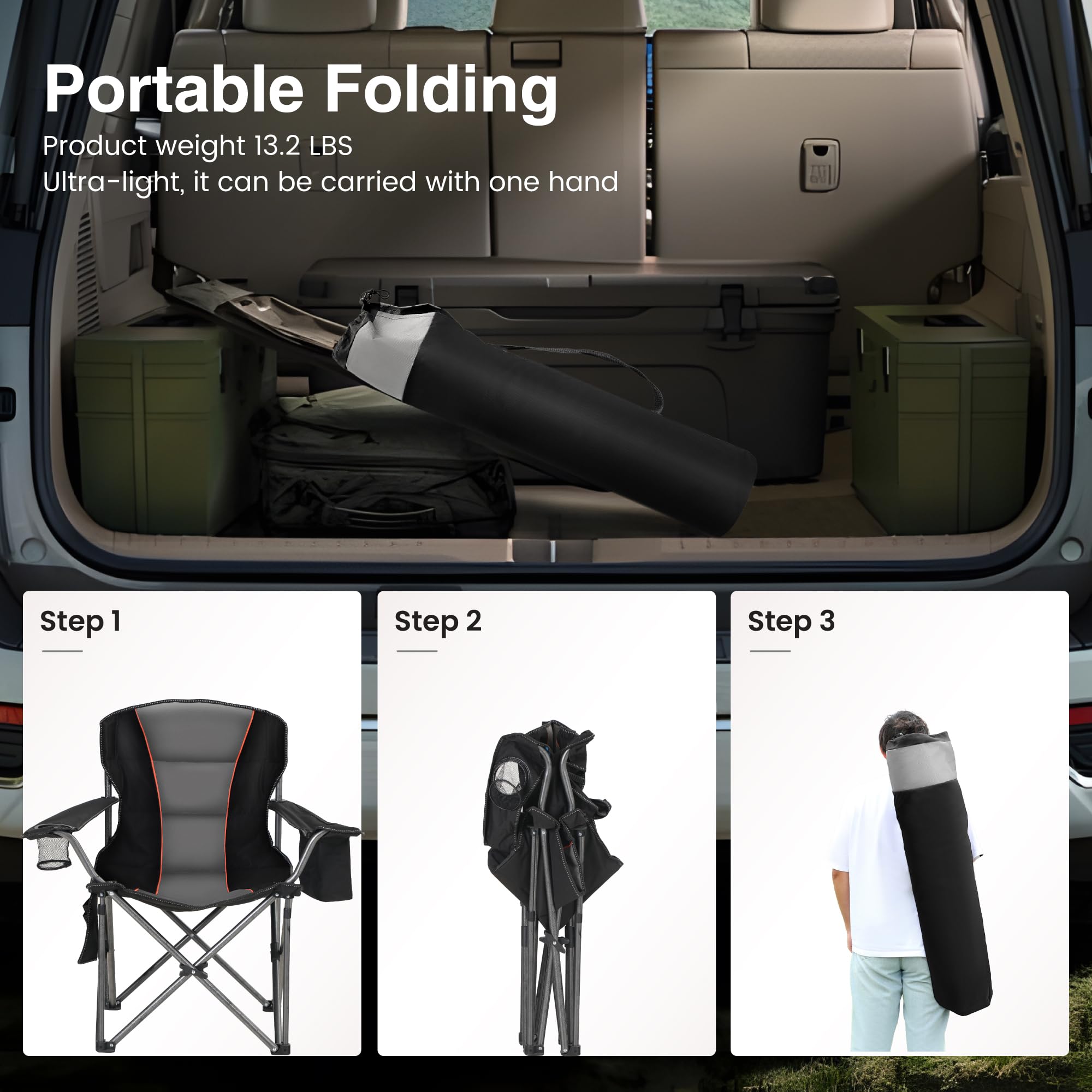 HIGH POINT SPORTS chair perfect for camping, beach days, and events.